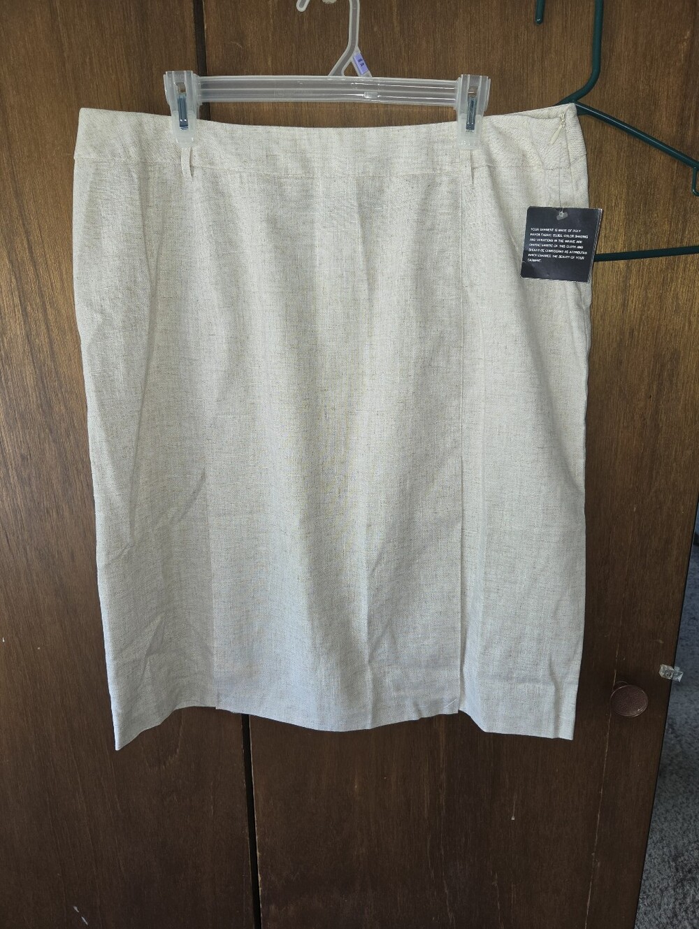Sag Harbor Classic Cream Linen Blend Women's Straight Pencil Skirt - 18